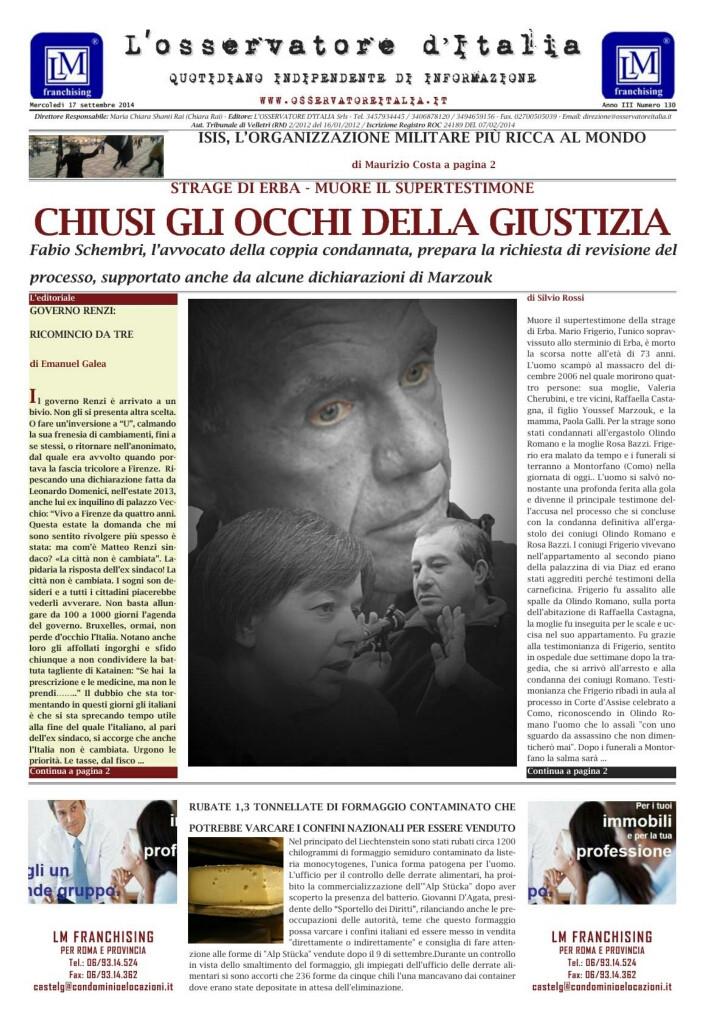 L'osservatore d'Italia edizione del 17 Settembre 2014